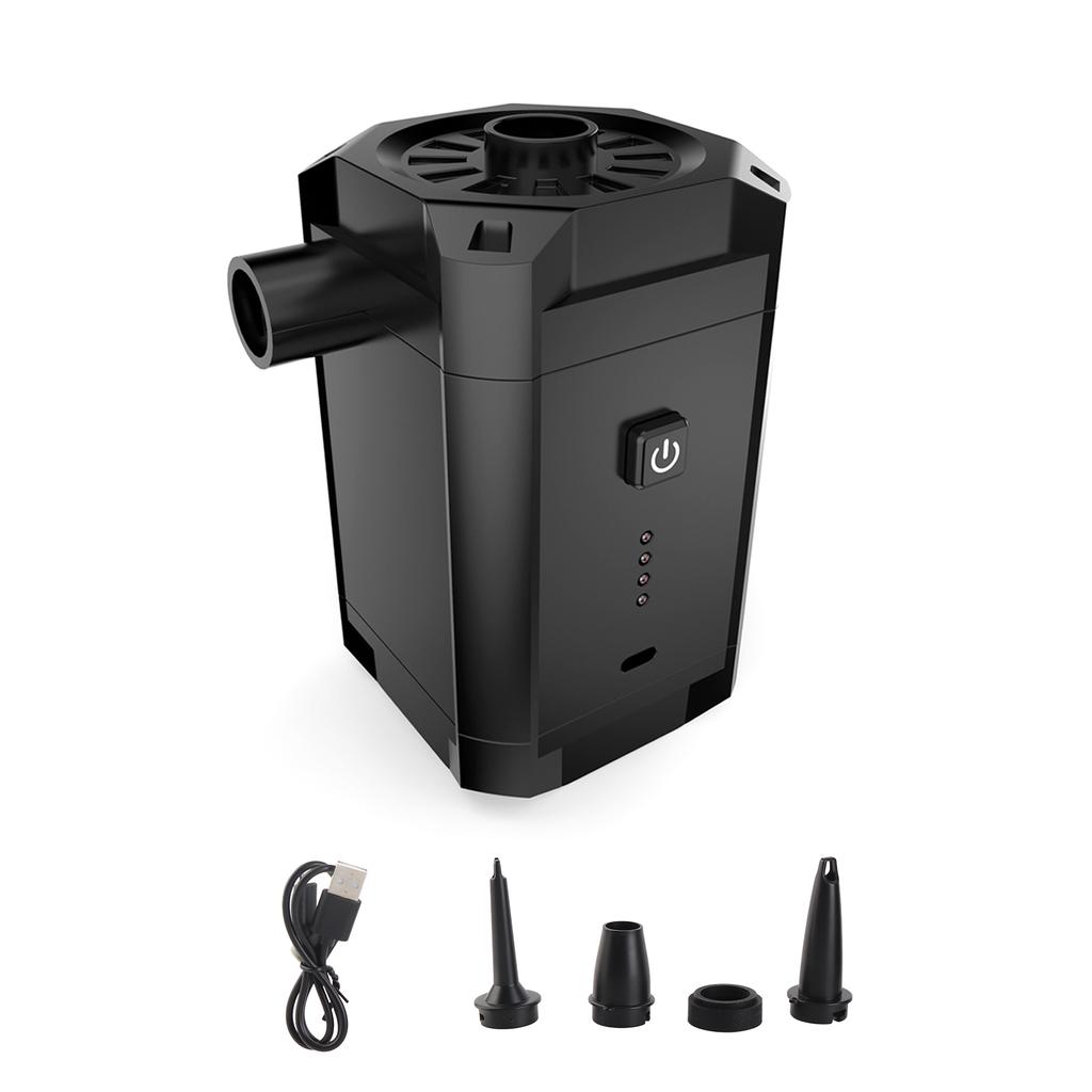 Portable Air Pump Cordless Electric Air Compressor Inflation and Deflation Pump with 3 Nozzles and Battery Indicator