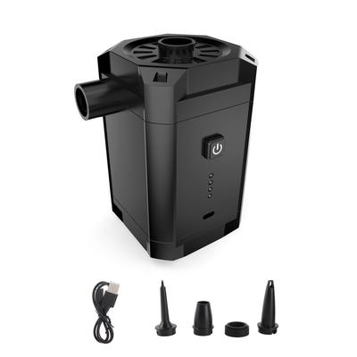 Tragbare Luftpumpe Akku-Elektro-Luftkompressor Aufblas- und Ablasspumpe mit 3 Düsen und Batterieanzeige