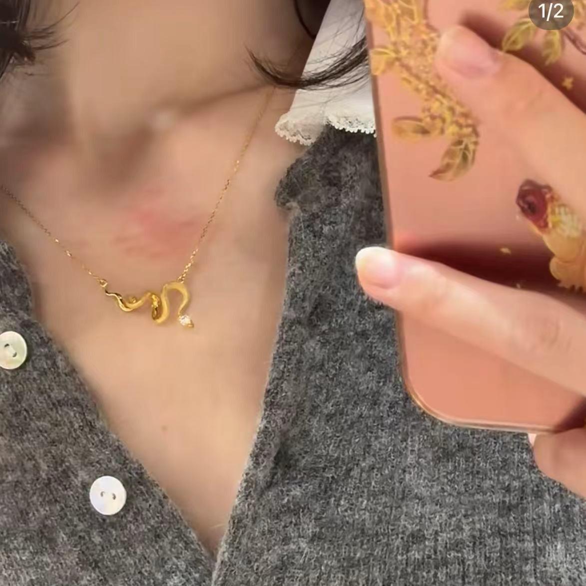 

Ожерелье в виде змеи в стиле ретро, изысканное, элитное, модное, роскошное, нишевое, этническое ожерелье золотой