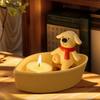 Sevimli Köpek Tekne Mumluk Karikatür Hayvanlar Tekne Şekilli Reçine Çay Işığı Tutucu Ev Masaüstü Dekorasyonu İçin