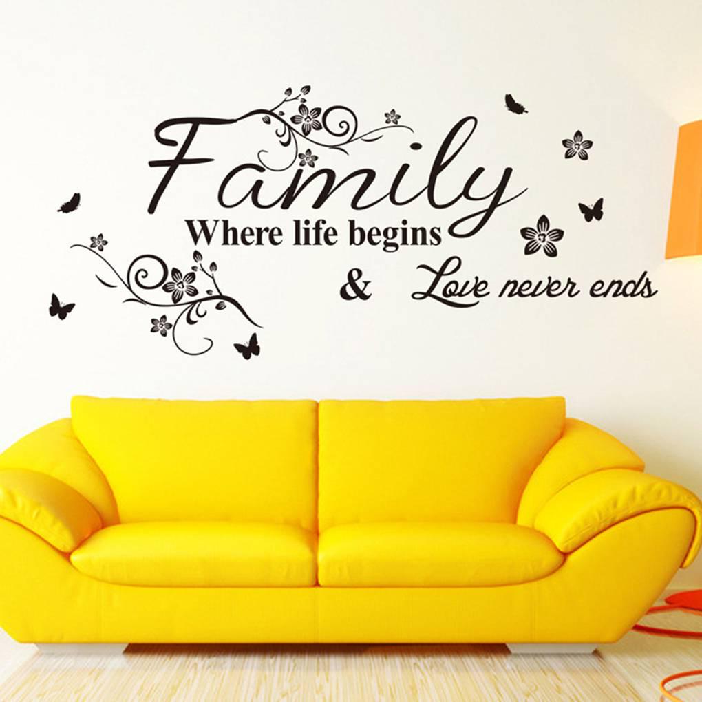 English Proverbs Flower Pattern Waterproof Self Decorative TV Background Wall Sticker
