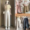 Women's Spring/Summer Maternity Cotton-Linen Stretch Wide-Leg Pants, Loose Fit, Cropped Length