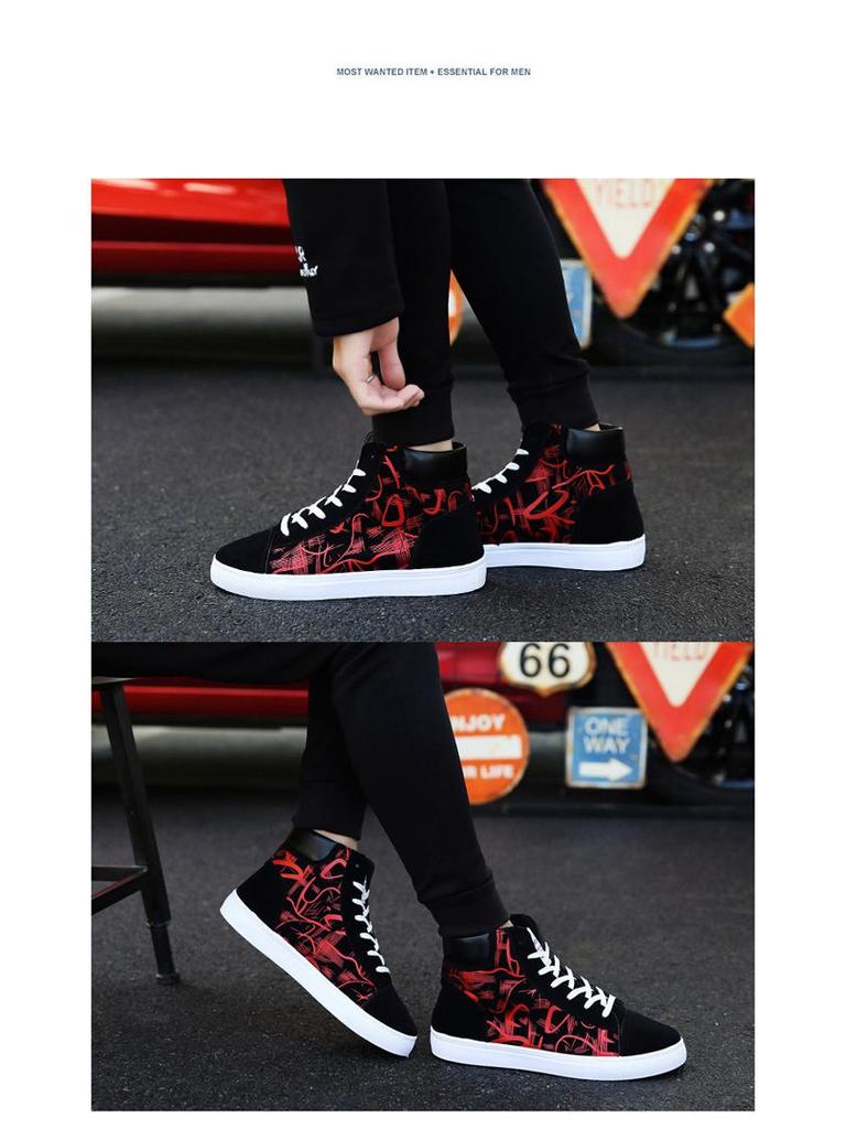 Men's 2024 High-Top Canvas Sneakers: Trendy, Versatile, Casual Running Shoes