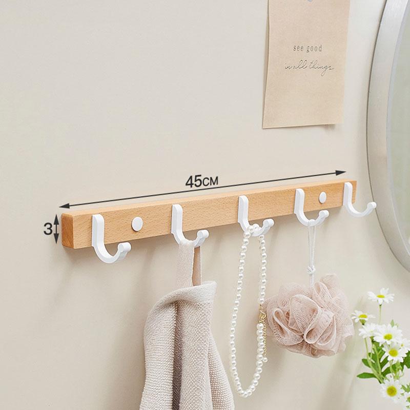 Houten Badkamerhaak Wandmontage Zwart/Wit Toilet Handdoekhaak Kledinghanger Boom Deurhaak Toilet Badkamer Hardware