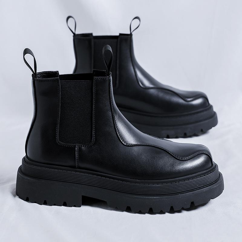 Vysoce kvalitní módní pánské platformové vojenské boty Stylová pánská obuv Vysoké podpatky Pánské ležérní boty Pravá kůže Pánská obuv