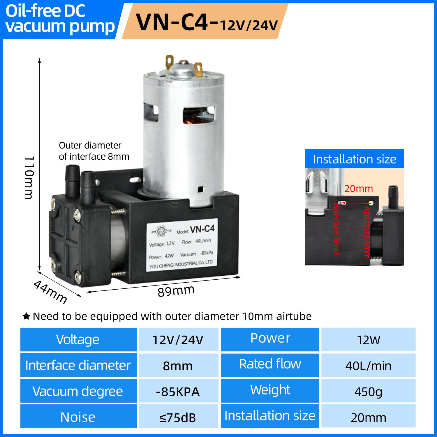 -85kpa 40L/min Mini DC vakuuma sūknis