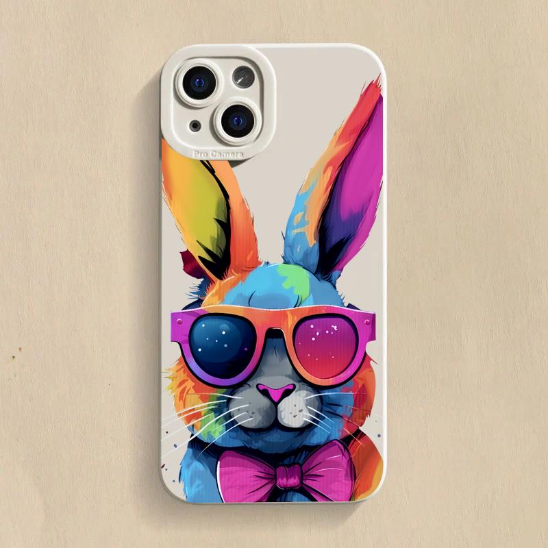Cute Colorful Rabbit Silicone Phone Case For  Redmi Note 13 12 11 Pro Plus 13 12S 11S 11 10S 10 Redmi 12 4G 13C Soft Cover