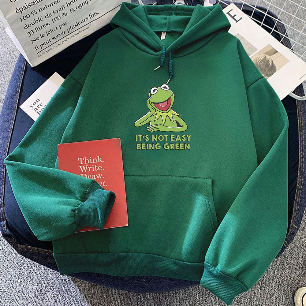 Kermit Žába Panenka Anime Mikina Ležérní Mikina Kreslený Potisk Roztomilé Oblečení Měkké Svetry Pohodlné S Kapucí