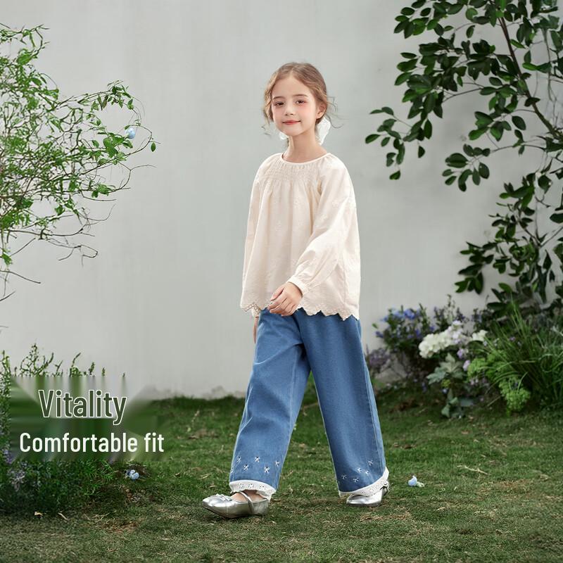 JELLYBABY Girls' French Ruffle Cotton Blouse