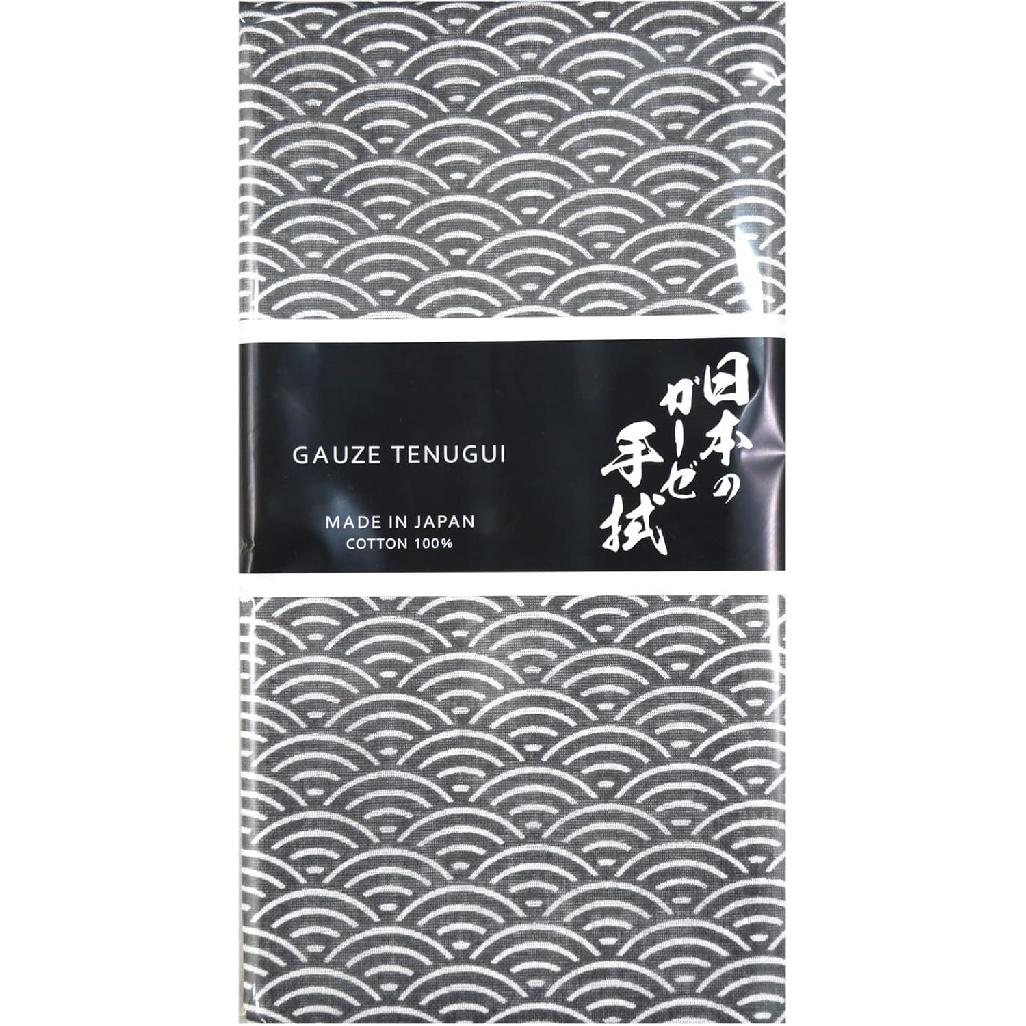 Double Gauze Tenugui, Japanese Towel, Seigaiha (Navy) чёрный