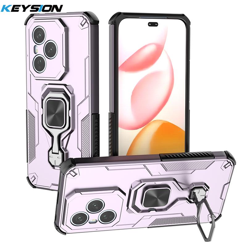 KEYSION Shockproof Armor Case for HONOR 400 Pro 5G Silicone+PC Upright Metal Live Ring Stand Phone Cover for Huawei Honor 400 5G
