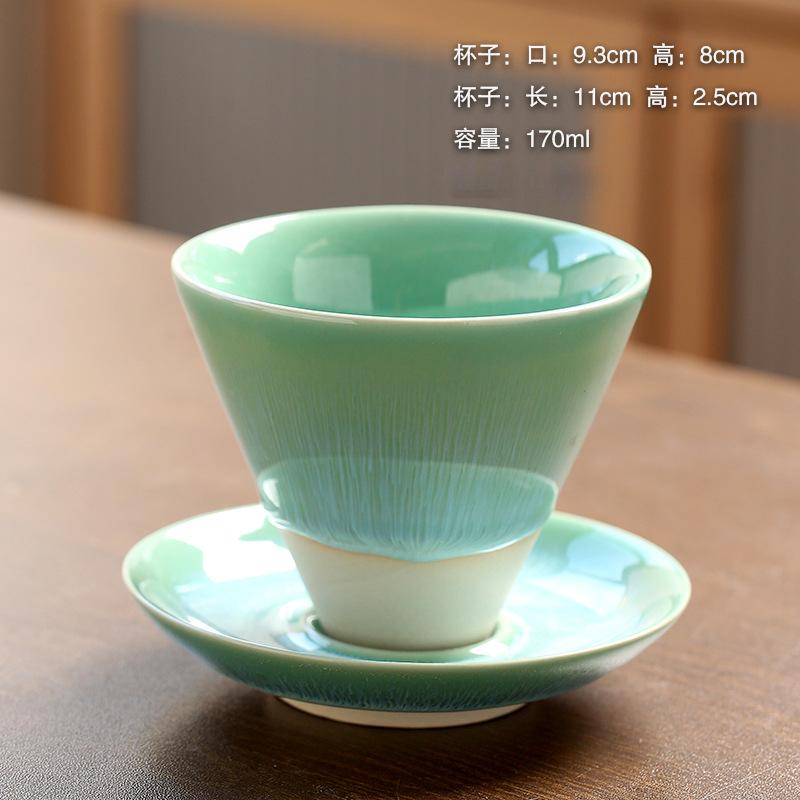 Japanese Retro Ceramic Coffee Mugs Household Kitchen Kiln Change Flow Glaze Funnel Cup with Base Restaurant Dessert Utensils