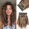 4 PEZZI Estensioni per Capelli Clip-in 12" Corti Ricci Ondulati Estensioni per Capelli Invisibili Naturali Morbidi per Donne Colore con Riflessi Biondi