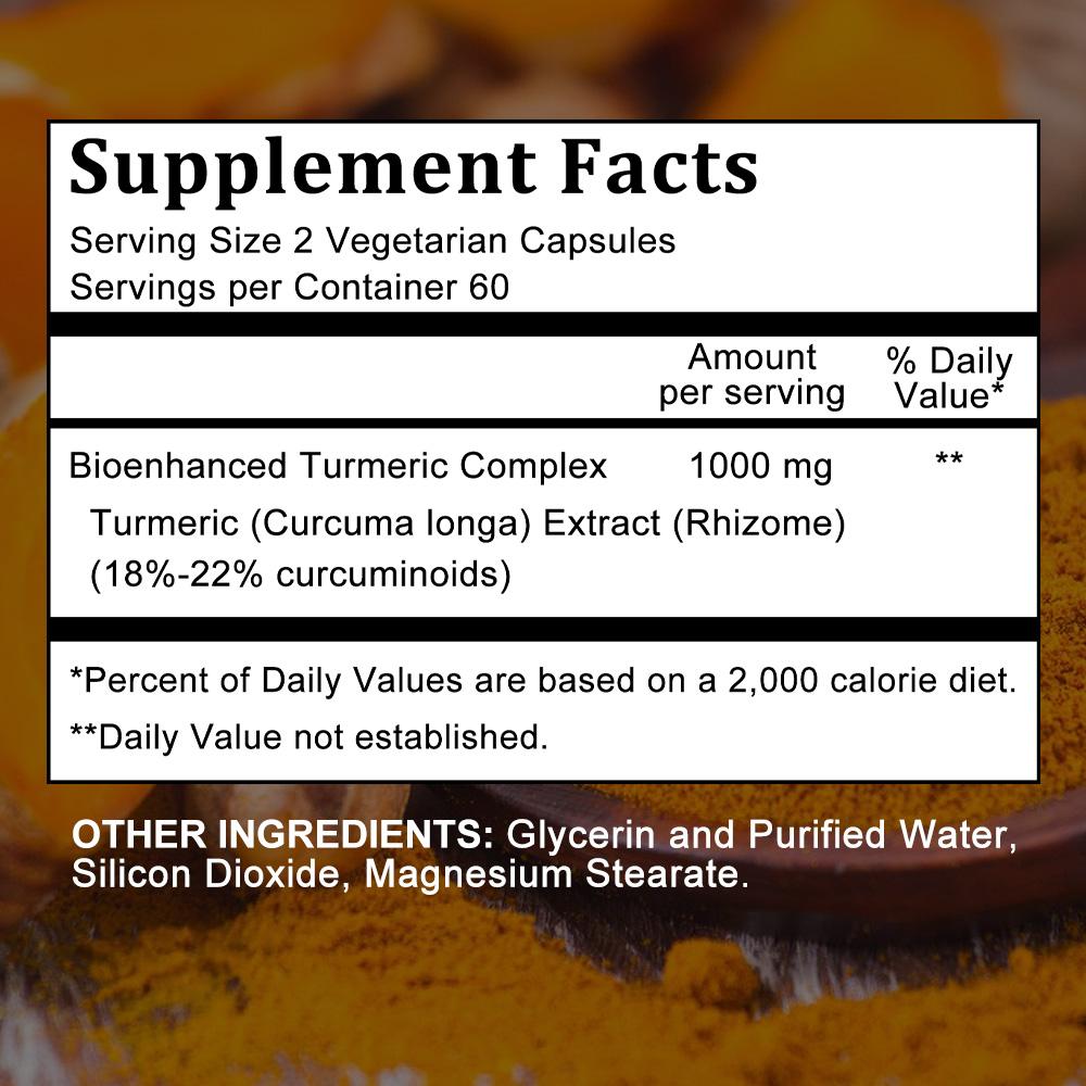 Kurkuma Curcumin Komplex 1000 mg Nahrungsergänzungsmittel, Ultra Hohe Absorption