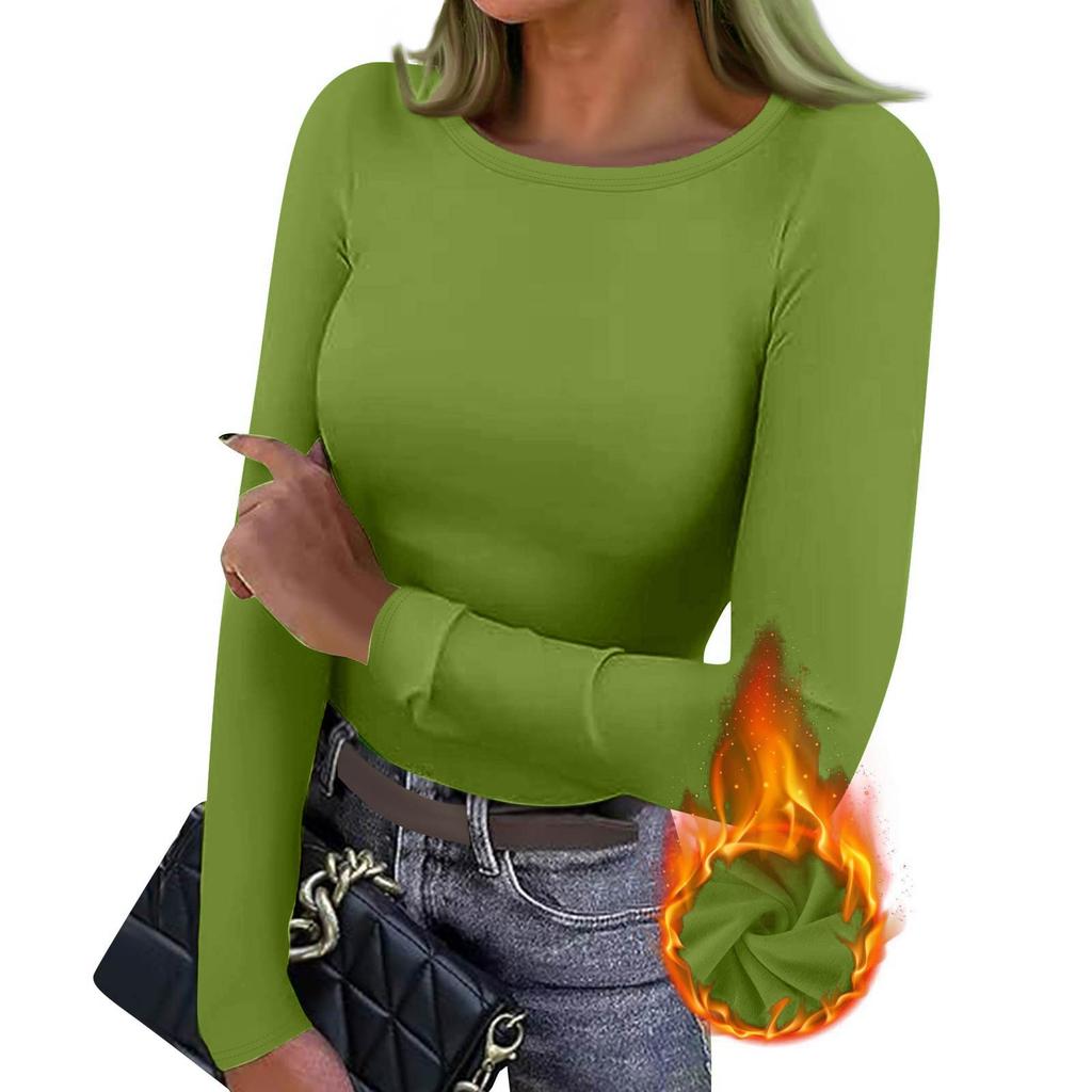 Women's  Slim Bottom T-shirt Fashion Casual Solid Color V-Neck Pullover Long Sleeve Top