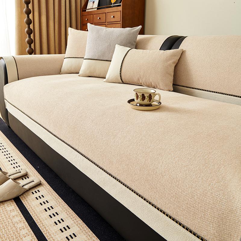 

2025 new high-gram chenille sofa cushion four-season universal non-slip premium straight-breasted leather sofa seat cushion cover 70*70cm