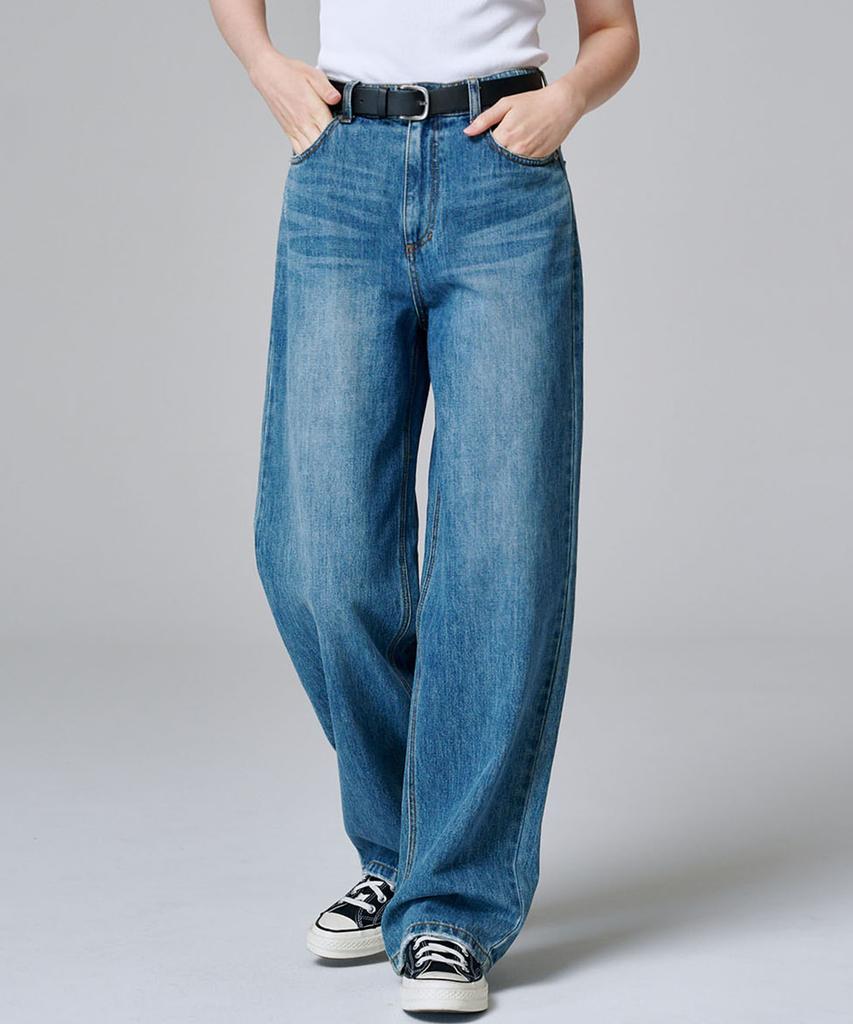 MALOUPE 9143 Classic Wide Denim Pants (Medium Indigo)