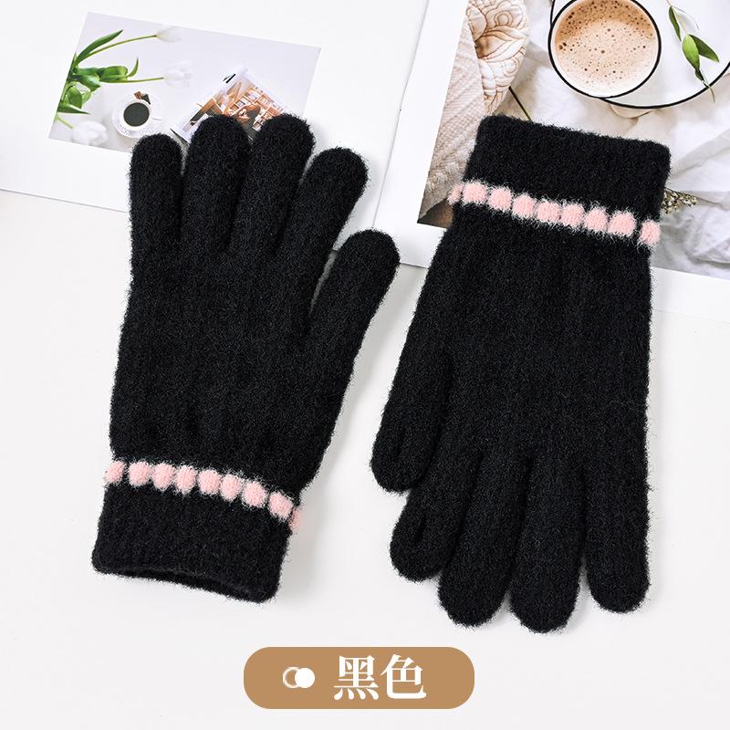 New Gloves Women's Winter Velvet Thickened Warm and Cold-proof Outdoor Touch Screen Student Riding Motorcycle Knitted Gloves