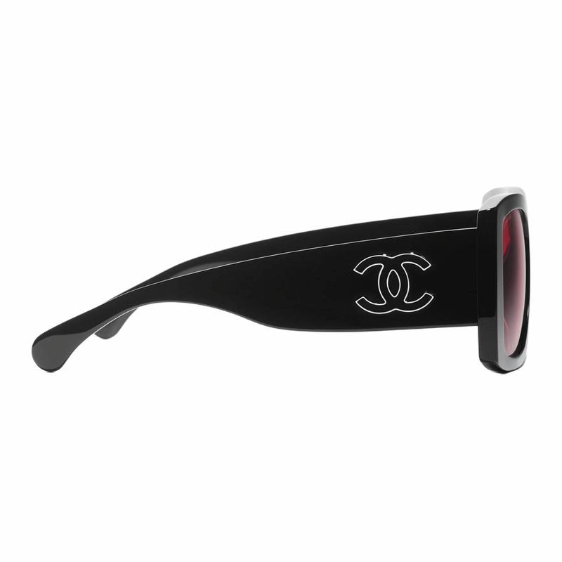 Chanel Double Bridge Design Acetate Frame Square Sunglasses Men and Women Same Style Couple Model Black