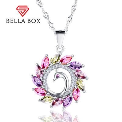 Gioielli di fidanzamento di nozze di moda di colore multiplo del pendente della collana del pavone di zircone di creatività