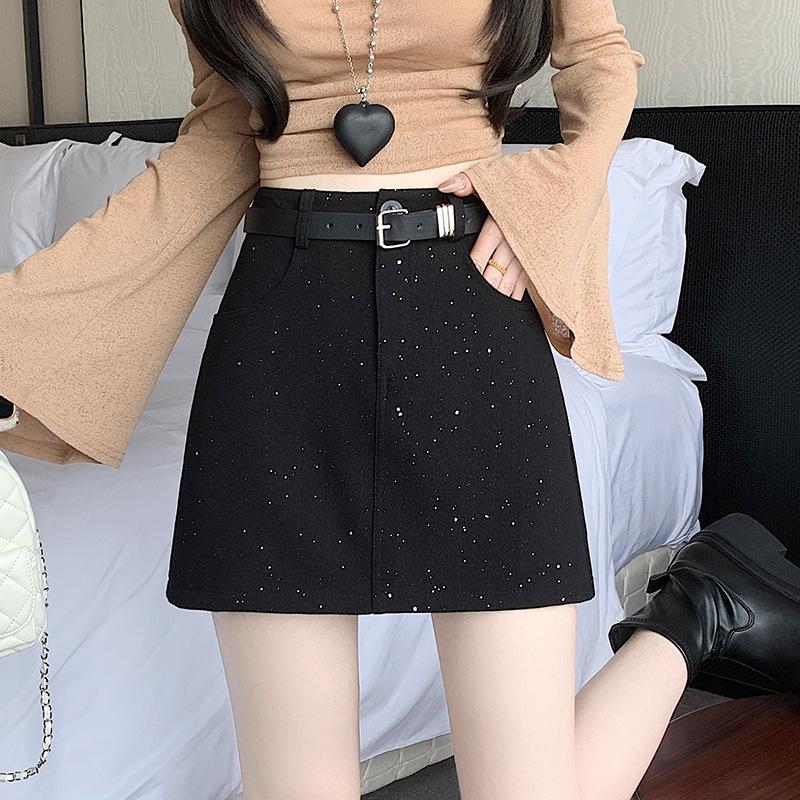 2025 Frühling/Sommer Damen High Waist Grau A-Linien Anzugrock mit schlankmachenden Sicherheits-Shorts