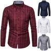 Männer Hemd Plaid Print Langarm Taste Formale einreiher Warme Business Plus Größe Herbst Top Männliche Kleidung
