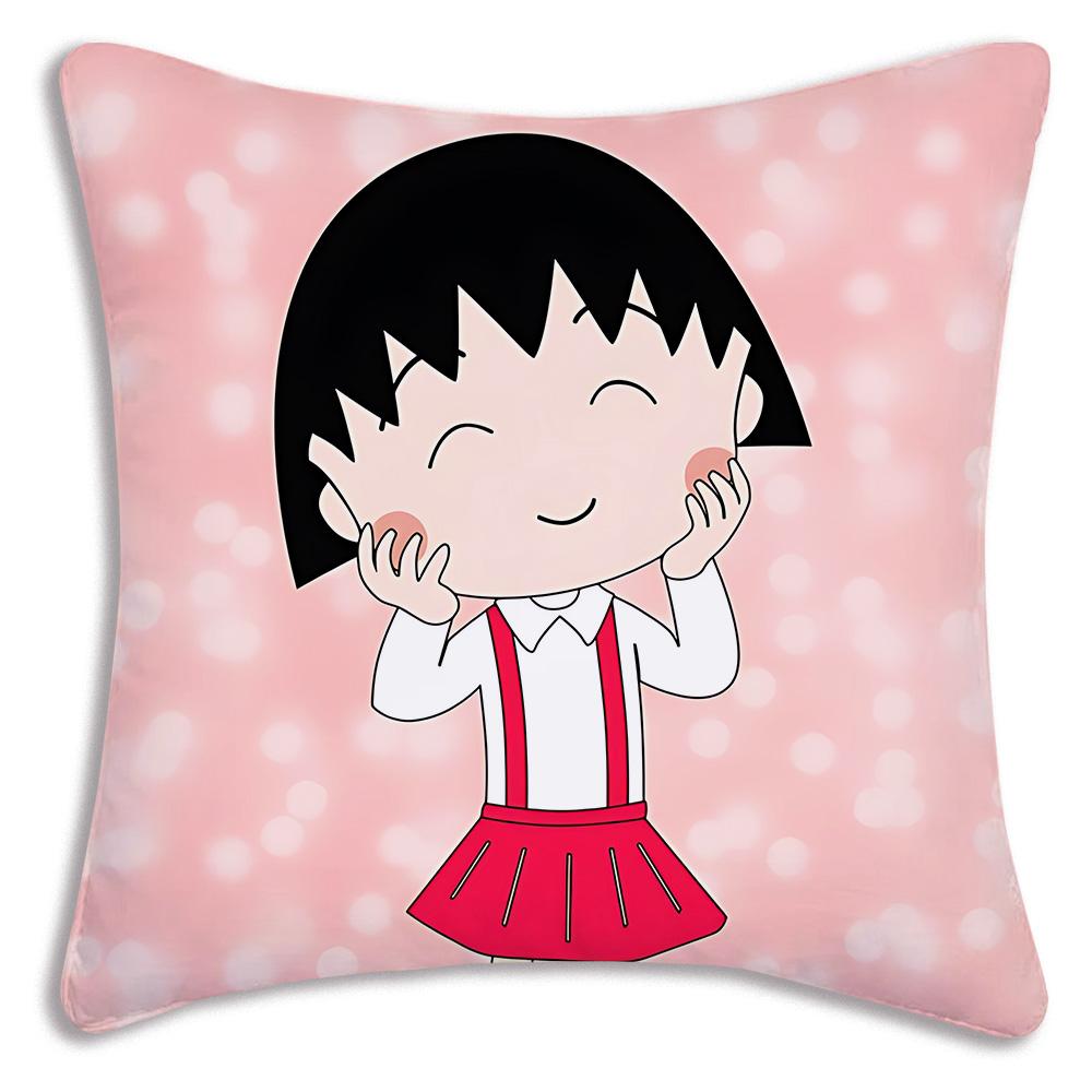 Anime Chibi M-Maruko-chanS Povlaky na polštáře Kreslený Dekorativní na pohovku Domácí Oboustranný tisk Krátký plyš Roztomilý povlak na polštář