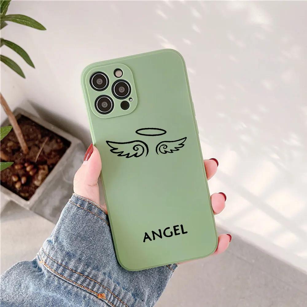 Cartoon Demon Angel Couple Phone Case for IPhone 15 14 13 12 11 Pro XS MAX 7 SE2 X XR 8 14 Plus Clear Soft Silicone Cover Fundas