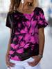 Women's Floral Theme Painting T Shirt Rose Floral Print V Neck Basic Tops Short Sleeve T-shirt XS-8XL/3D Printing