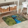 C1P Peacock Pattern Kitchen Rug Non-Slip Door Mat Pop Design Bathroom Rug Bath Mat Carpet for Home Sink Laundry Decoreeree