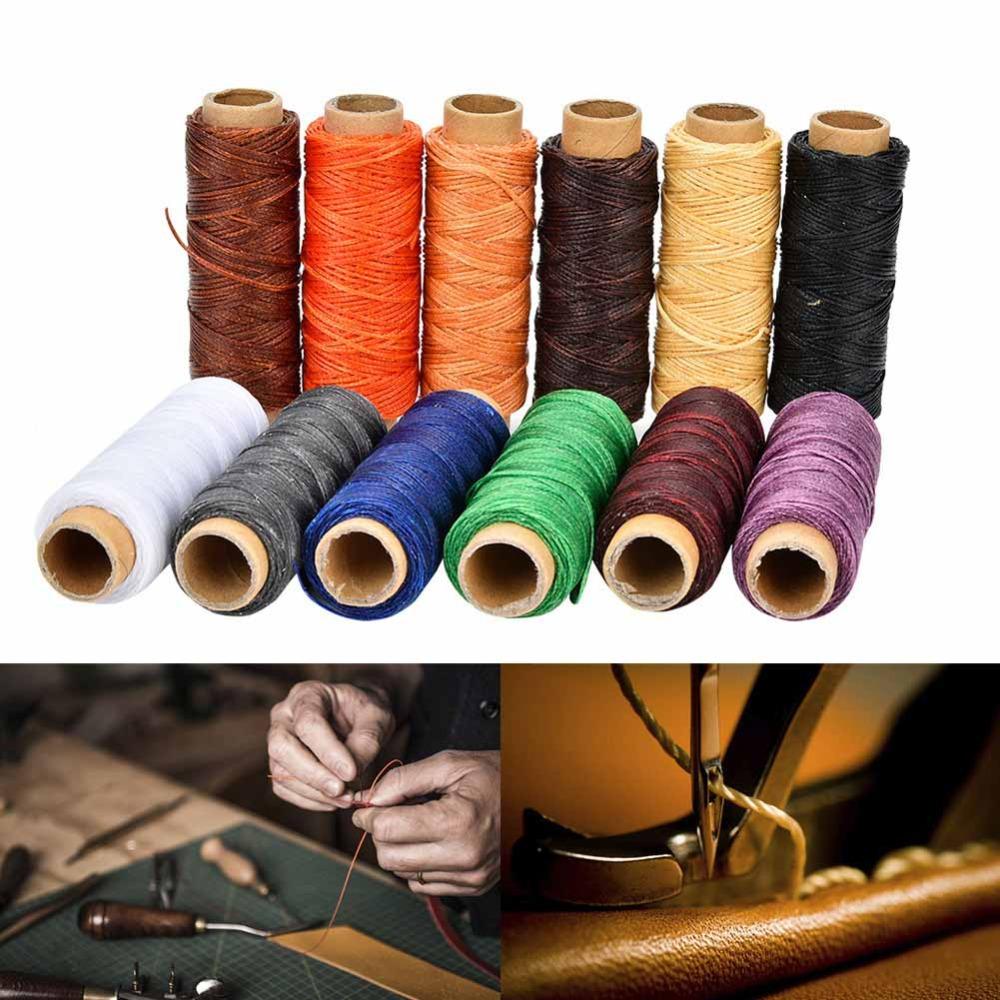 12pcs 55 Yards Per Spool Waxed Thread 150D Hand Stitching Thread Braided Flat Thread  Shoe Repairing