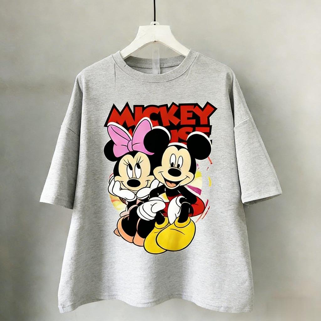 Mickey Minnie Mouse T Shirt Women Man Cotton Short Sleeve Tops Oversized Disney Graphic Tee 2026 Summer Y2k Casual Tops Unisex