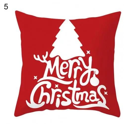 Christmas Themed Throw Pillow Cover With Short Plush Print Living Room Sofa Decoration Cushion Cover Pillow Covers Decorative