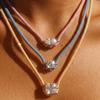 Geometric Zircon Pendant Necklace Vintage Rhinestone Collarbone Chain  Gift