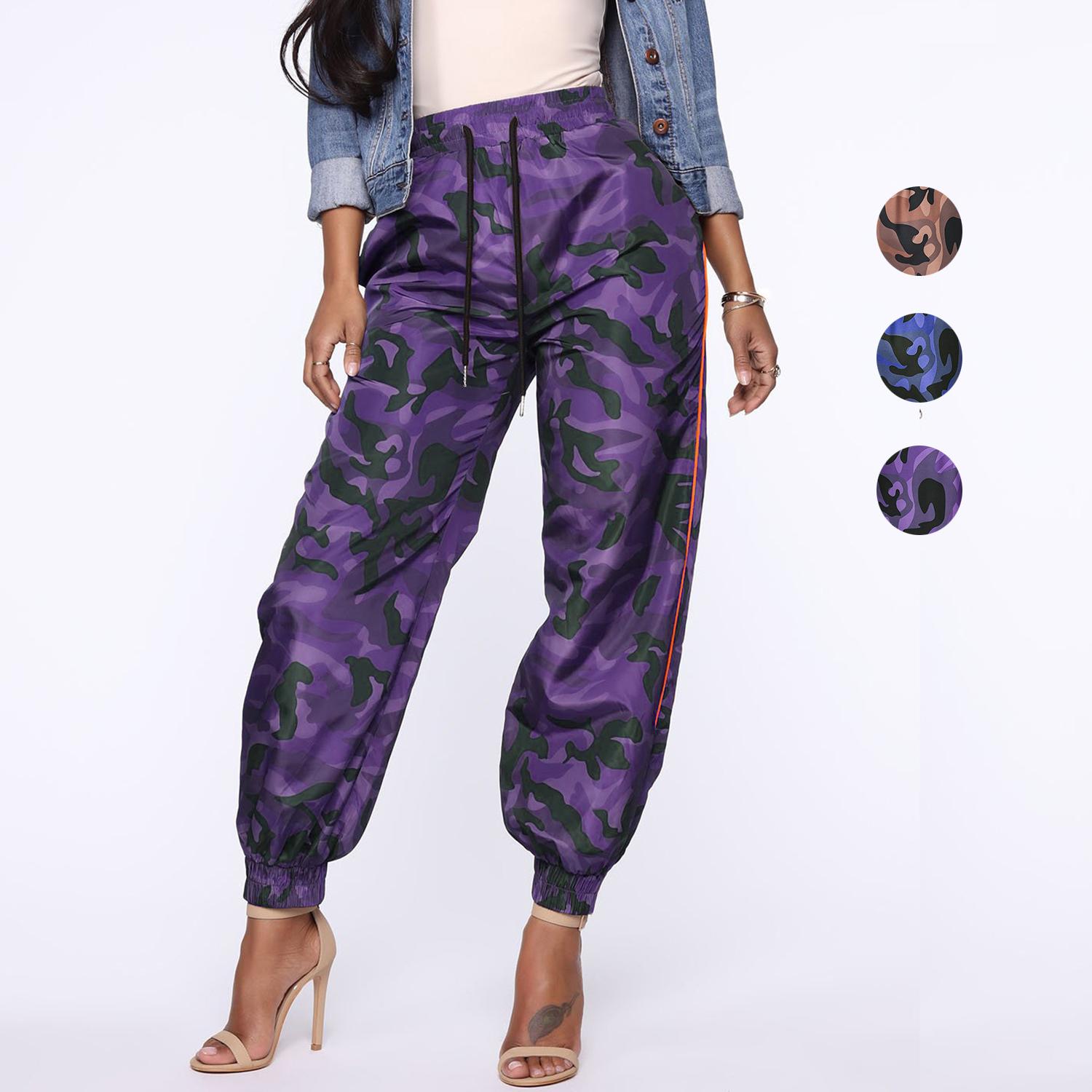 

Женский негабаритный сутулый камуфляж Jogger Базовые свободные брюки с контрастным трубой Гарем Брюки Спорт Повседневная рабочая мода Длинные бег трусцой S-2XL