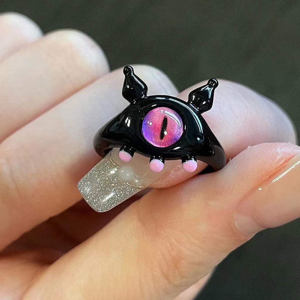 Pink Series~ Childlike Cute Meow Monster Ring Female Tide Index Finger Ring Design Niche Ring