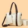 Single-shoulder Bag: Fashionable and Simple Color-blocking Tote Bag, Soft Leather Single-shoulder Commuter Bag