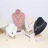 1pc Velvet Portrait Necklace Storage Rack With Wooden Base Jewelry Display Stand Jewelry Mannequin Bust Holder
