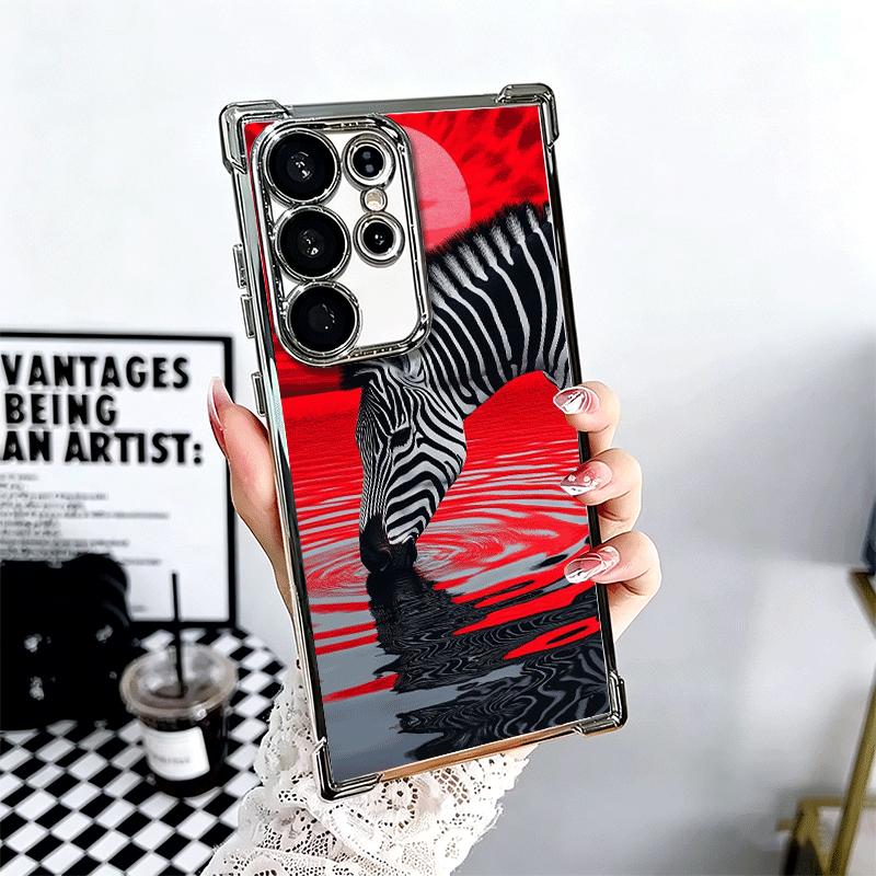 Zebra Stripe Black White Soft Phone Case For Samsung Galaxy S26 Ultra S25 Edge S24 FE S23 Plus S22 S21 + S20 Plating Anti-Fall F