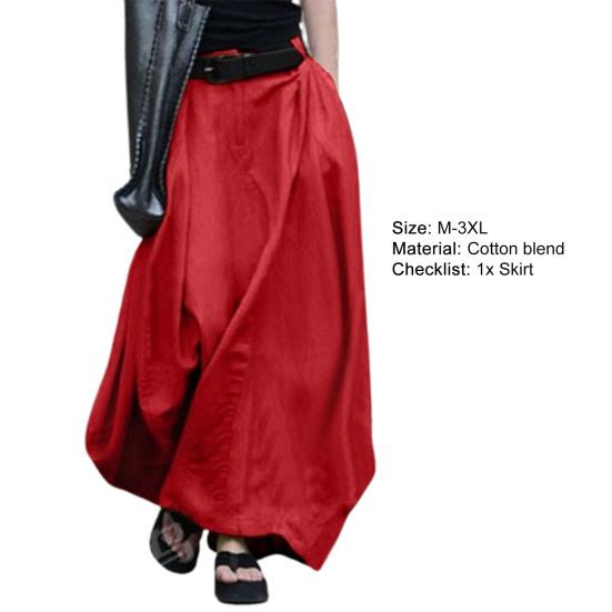 High Waist A-Line Ankle-Length Women Skirt Solid Color Office Maxi Skirt Female Clothing