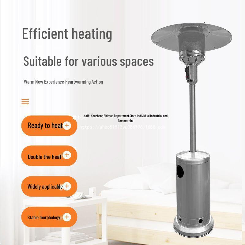 Stainless Steel Umbrella-Shaped Outdoor Gas Heater (LPG/Natural Gas/Coal Gas), Energy-Saving Design for Home Use