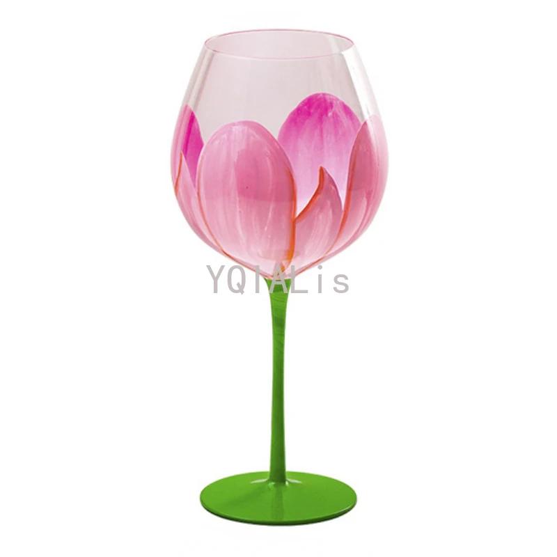 Painted medieval tulip goblet 400-800ML high-value crystal glass juice home red wine