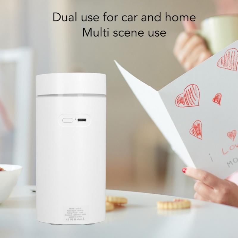 USB Powered Car Diffuser Automatic 2000mAh with 7 Colors Lights Car Humidifier White for Driving