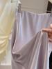 High-End Satin Mermaid Skirt for Women - Spring 2026 A-Line High Waist Slimming Drape Long Skirt
