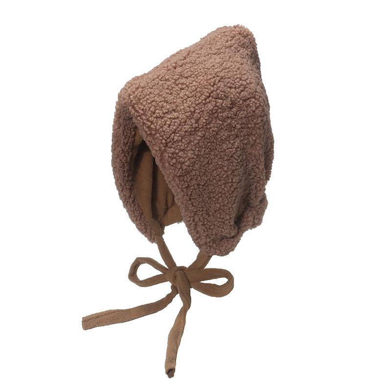Korean Version Lace-up Plush Lei Feng Hat Autumn and Winter Lamb Wool Warm Hat Children's Cute Bag Head Thickened Ear Protection Cold Hat
