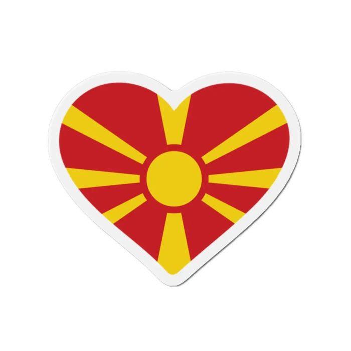 Aimant Coeur Drapeau Macédoine Du Nord - 10 Cm - 50 Pièces