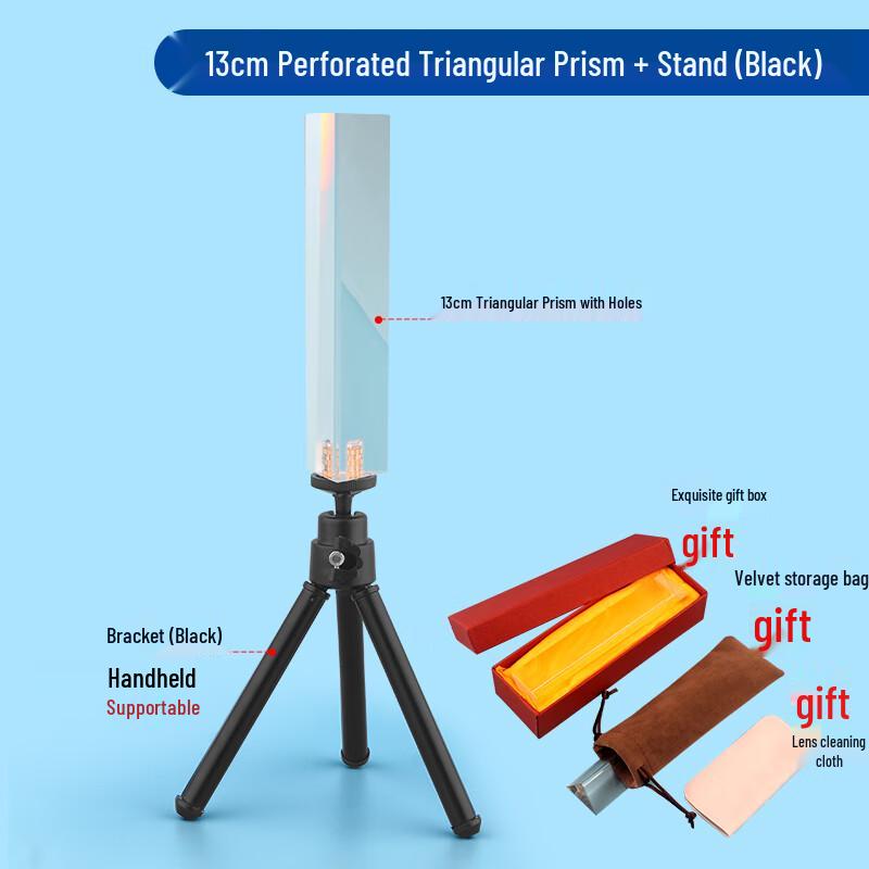 

Naiduo 13cm Optical Glass Triangular Prism with Black Stand