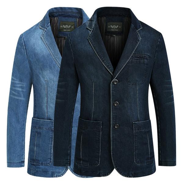 Uomo Jeans Giacca Casual Blue Denim Giacche Manica Lunga Solid Color  Abbigliamento Outwear acquista in modo economico — spedizione gratuita,  recensioni reali con foto — Joom