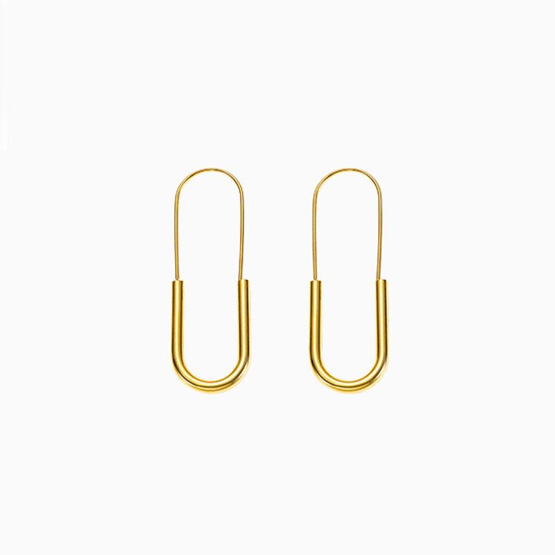 Cold Style Paper Clip Personalized Simple Versatile Fashionable Earrings золотой