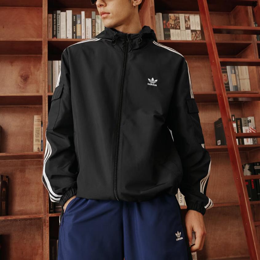 Adidas Originals Stag Track Casual Minimalist Versatile Hooded Jacket Unisex Jackets Black KB1945